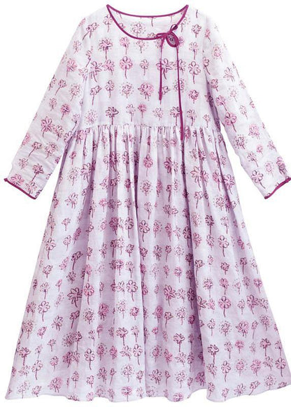 Unique O Neck Cinched Spring Quilting Clothes Tunic Robe Dress