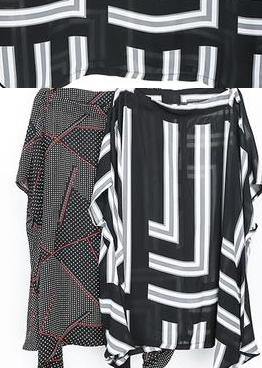 Unique Print Pullover Striped Chiffon Clothes Slash Neck Dress