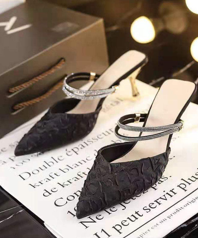 Unique Pointed Toe Stiletto Black Genuine Leather Wear on Both Sides