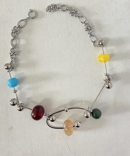 Unique Rainbow Stainless Steel Acrylic Alloy Pendant Necklace Yr017