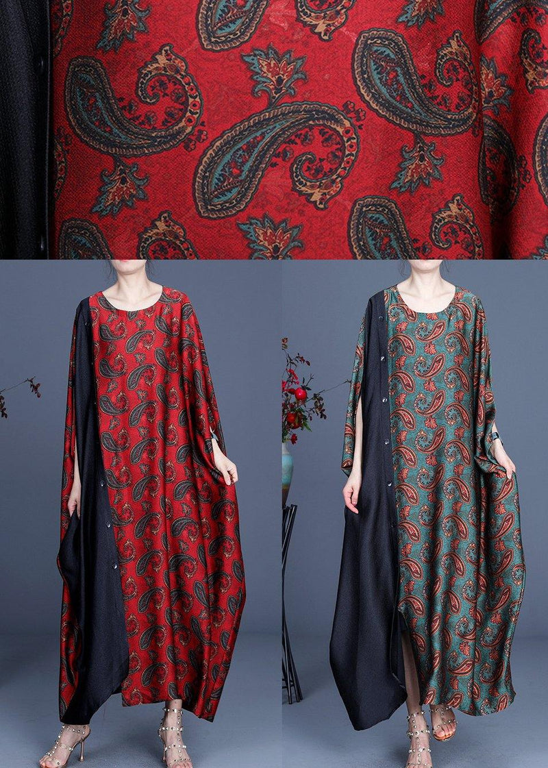 Unique Red Print Patchwork Long Dresses Summer Spring