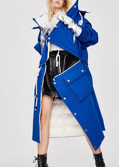 Unique Royal Blue Hooded Removable Winter Duck Down Winter Coats