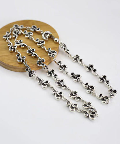 Unique Silk Sterling Silver Hollow Out Auspicious Clouds Necklace Kx1047
