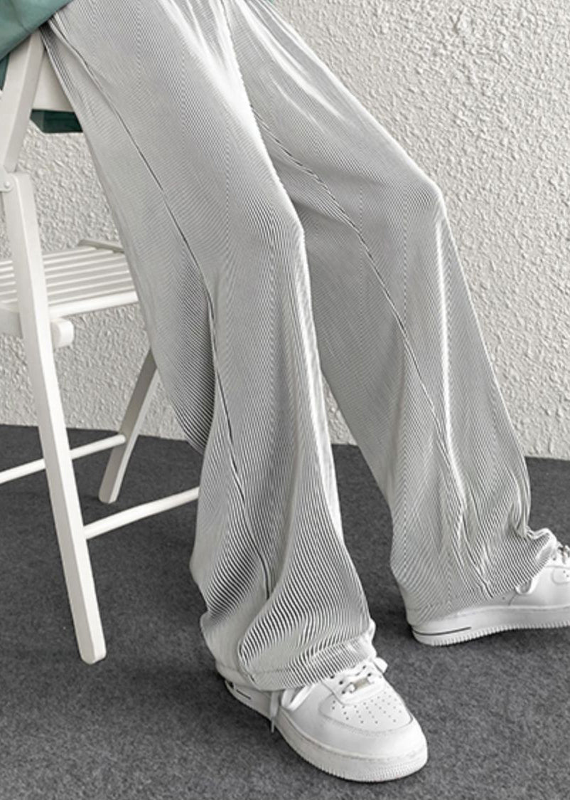 Unique Silvery Oversized Striped Draping Pants Spring