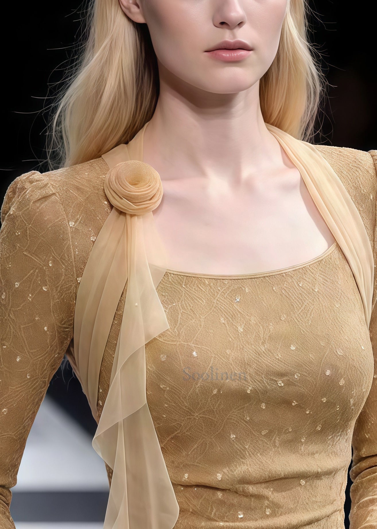 Unique Yellow Sequins Patchwork Flower Tulle Tops Spring