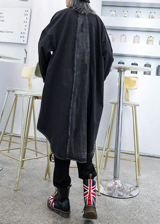 Unique Asymmetric Hem Fine Outfit Black Art Coats Fall