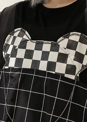 Unique Black Plaid Cotton Wardrobes Patchwork O Neck Art Summer Dresses