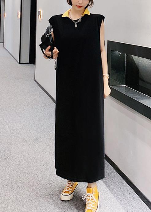 Unique Black Smiley Print Wardrobes Lapel Sleeveless Art Dress