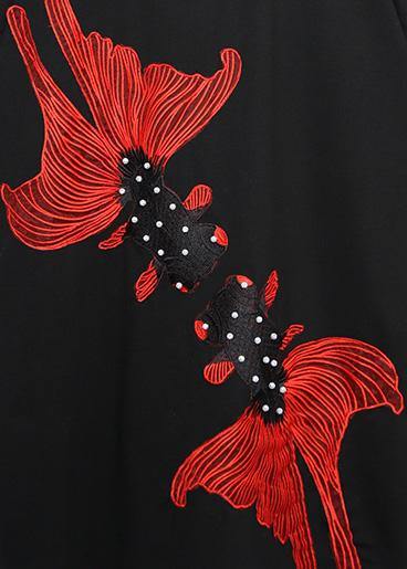 Unique Black Printing Cotton Wardrobes Fabrics O Neck European Short Summer Dresses