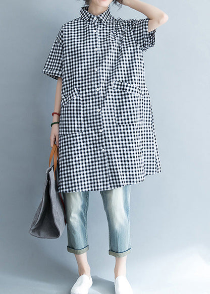 Unique Black Yellow Cotton Linen Shirts Stylish Lapel Pockets Oversized Summer Shirts