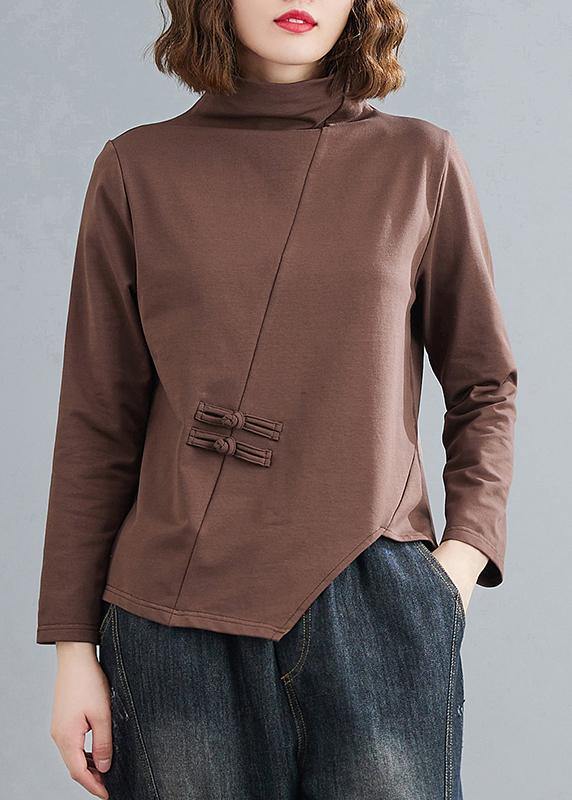 Unique Chocolate Tunics for High Neck Chinese Button Tunic Tops