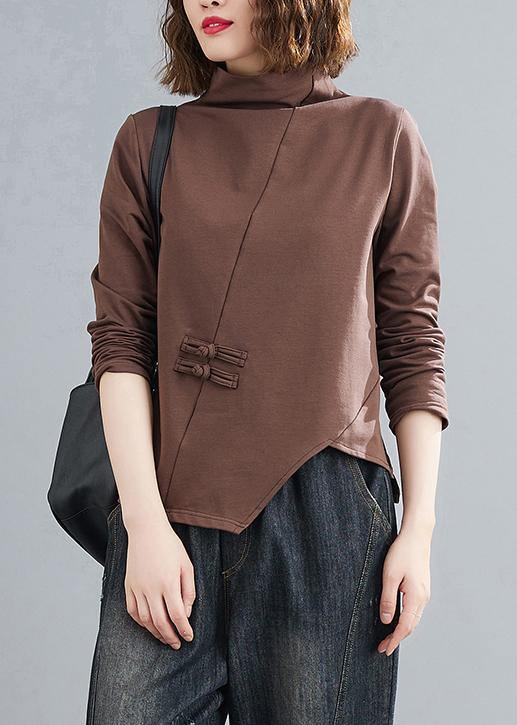Unique Chocolate Tunics for High Neck Chinese Button Tunic Tops
