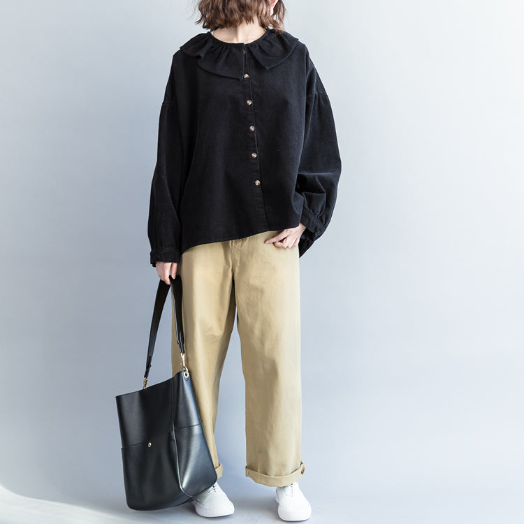 Unique Cotton Clothes for Ruffled Ideas Black Short Blouses Spring