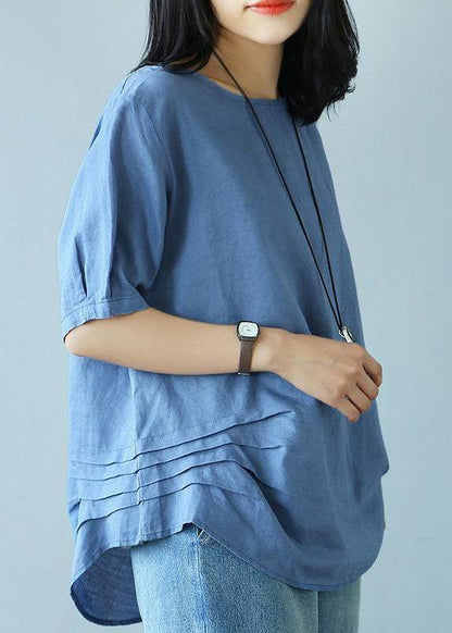 Unique Cotton Green Clothes for Summer Cotton Literary Half Sleeve T-shirt