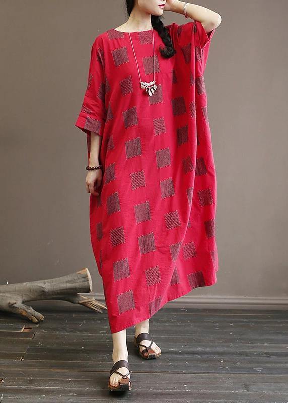 Unique Cotton Quilting Clothes 18th Century Square Batwing Sleeve Loose Dress