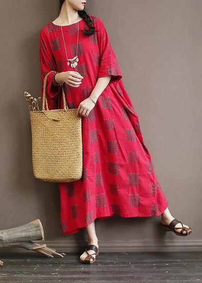 Unique Cotton Quilting Clothes 18th Century Square Batwing Sleeve Loose Dress