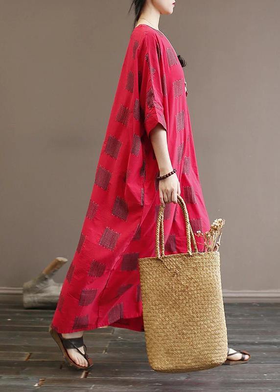 Unique Cotton Quilting Clothes 18th Century Square Batwing Sleeve Loose Dress