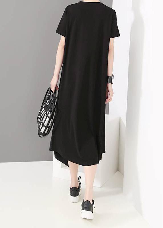 Unique Cotton Tunic Top 18th Century Cotton Irregular Spliced Short Sleeve Dress