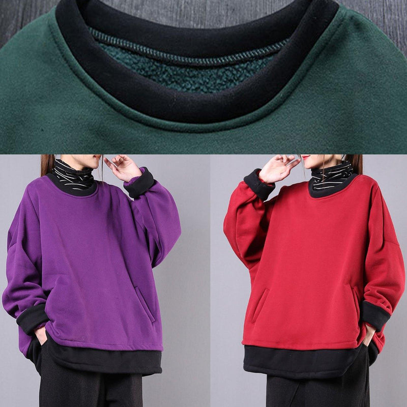 Unique Dull Green Cotton Clothes for O Neck Pockets Tunic Top