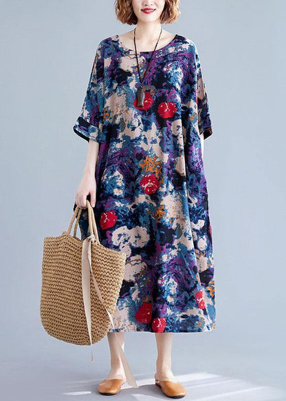 Unique Cotton Dresses O Neck Baggy Maxi Dresses