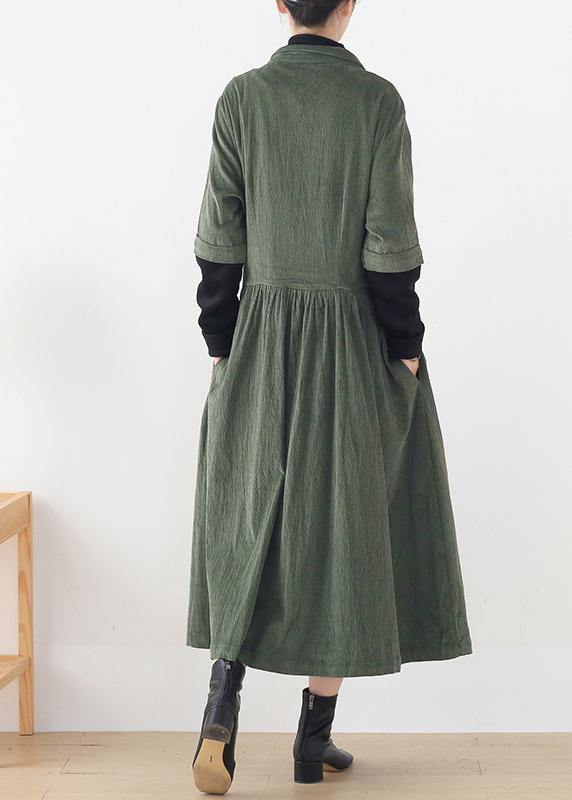 Unique Green Trench Coat Tunic Tops False Two Pieces Spring Coats
