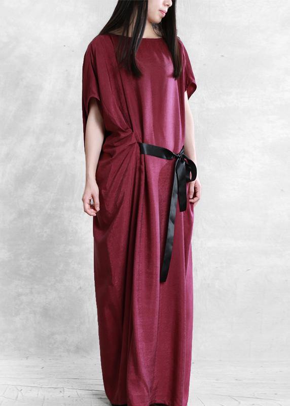 Unique Green Dress O Neck Asymmetric Robe Summer Dress