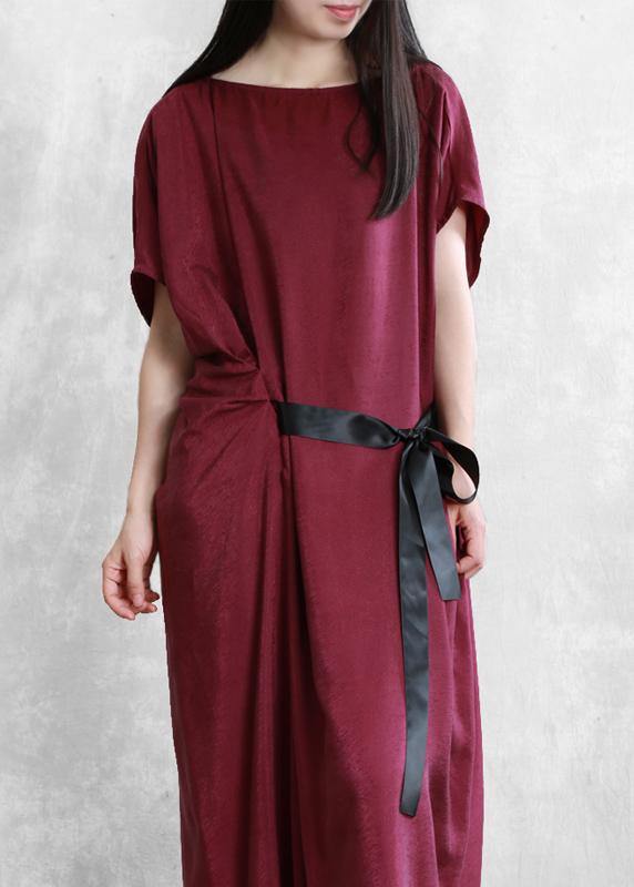 Unique Green Dress O Neck Asymmetric Robe Summer Dress