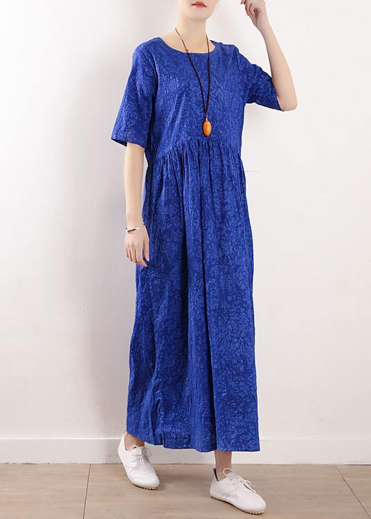 Unique Half Sleeve Linen Clothes for Sewing Summer Dresses Blue