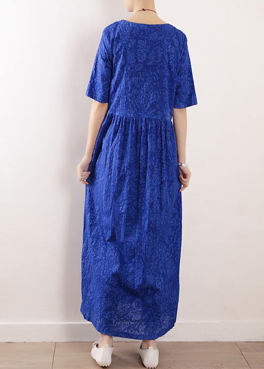 Unique Half Sleeve Linen Clothes for Sewing Summer Dresses Blue