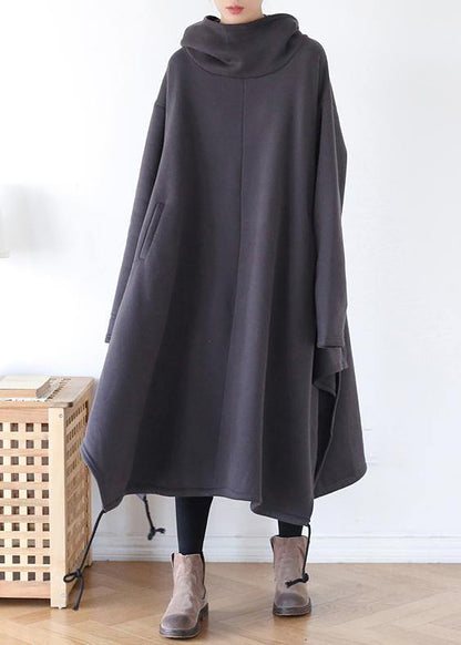 Unique High Neck Drawstring Clothes Ideas Gray a Line Dress