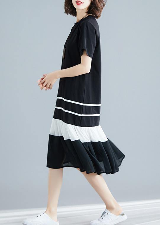 Unique O Neck Blended Wardrobes Tutorials Black Patchwork Long Dress Summer