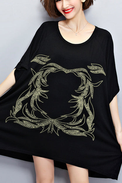 Unique O Neck Cotton Blouse Stylish Inspiration Black Silhouette Top Summer