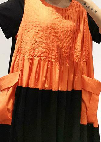 Unique Orange Cotton Wardrobes Patchwork Kaftan Summer Dress