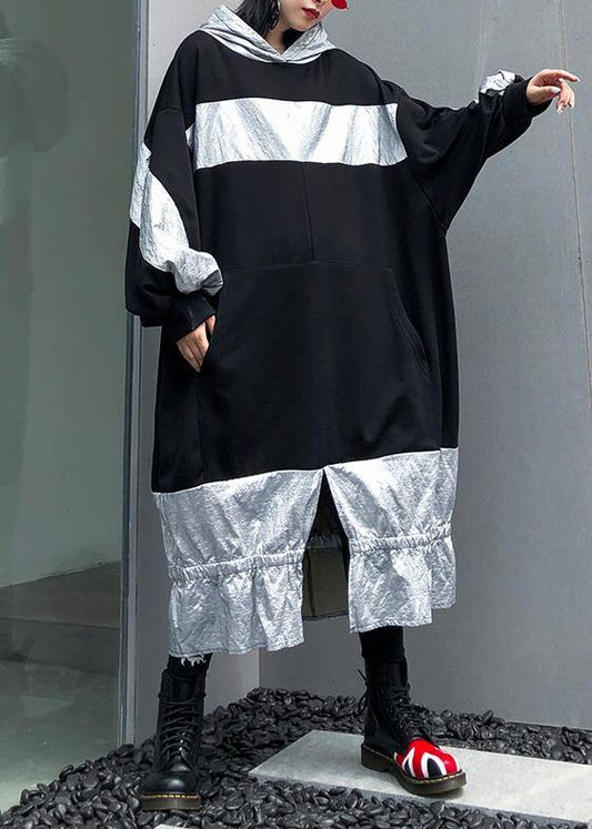 Unique Patchwork Hooded Cotton Tunic Ideas Black Dress