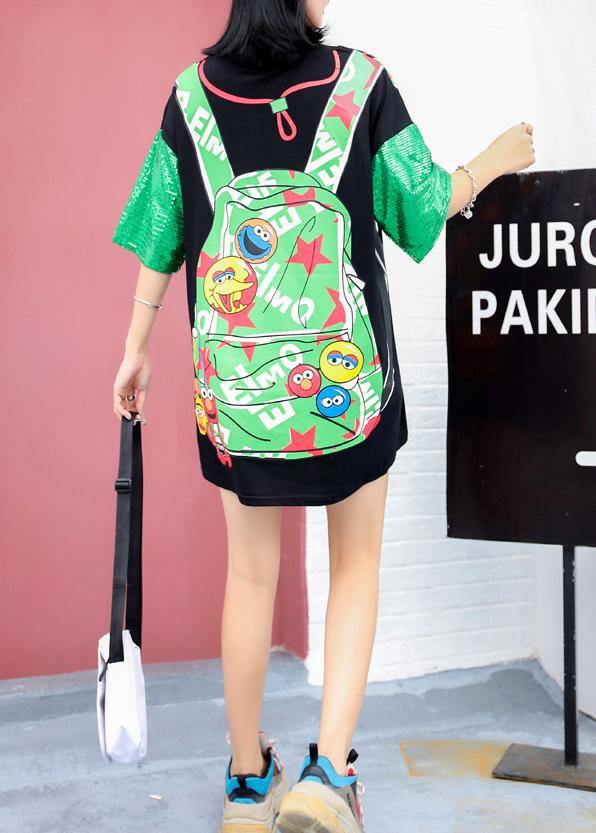 Unique Prints Cotton Blouse Sewing Black O Neck Blouses Summer