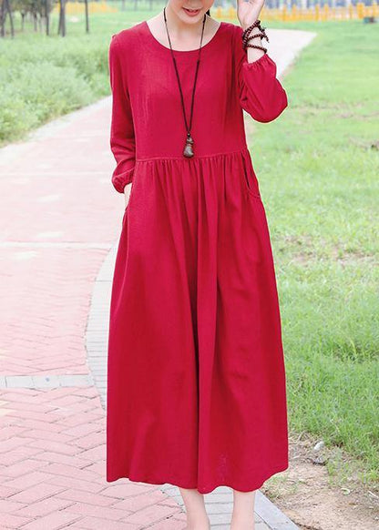 Unique Red Robes O Neck Cinched Dresses Spring Dresses