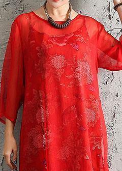 Unique Red Silk Clothes Side Open a Line Summer Dresses