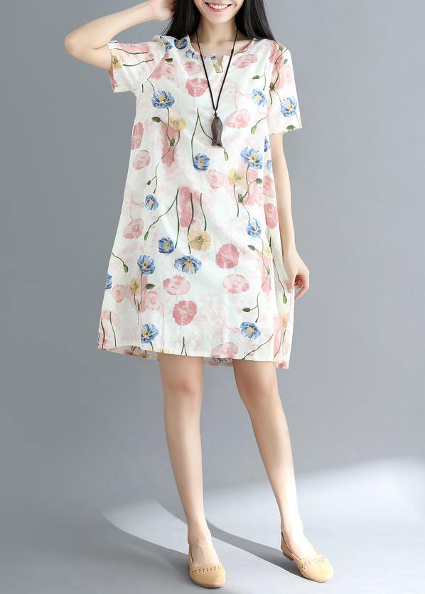 Unique Short Sleeve Cotton Summerquilting Clothes Wardrobes White Prints Dresses
