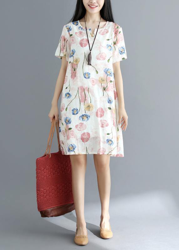 Unique Short Sleeve Cotton Summerquilting Clothes Wardrobes White Prints Dresses