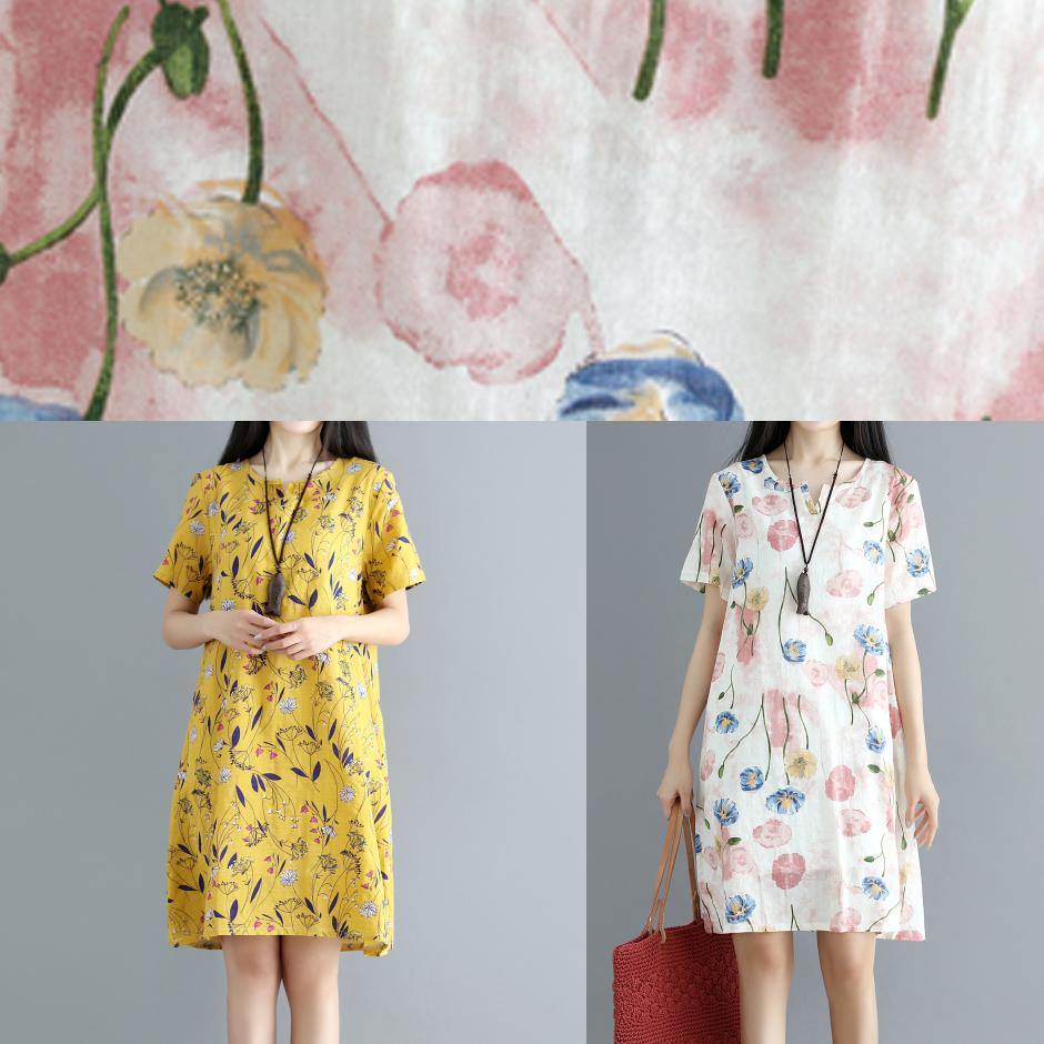 Unique Short Sleeve Cotton Summerquilting Clothes Wardrobes White Prints Dresses