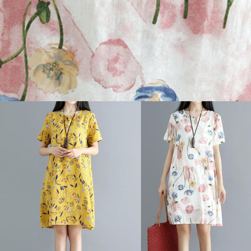 Unique Short Sleeve Cotton Summerquilting Clothes Wardrobes White Prints Dresses