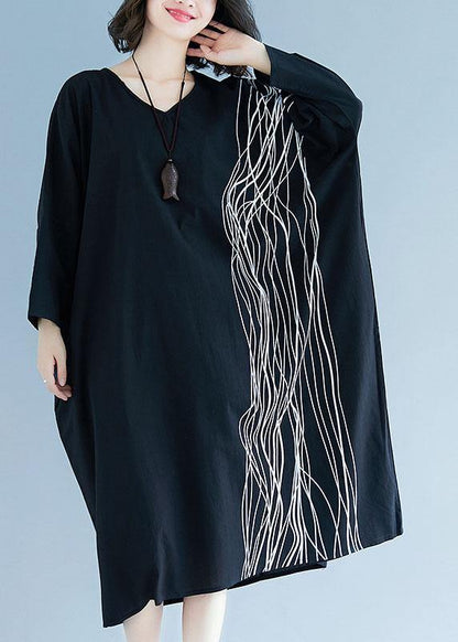 Unique V Neck Baggy Cotton Tunics Tutorials Black Cotton Robes Dress