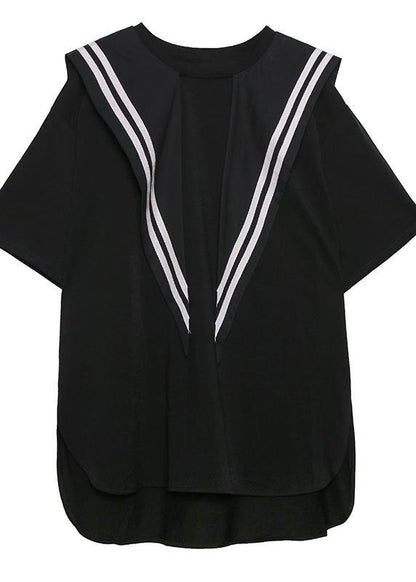 Unique White Cotton Tunics for O Neck Patchwork Loose Top