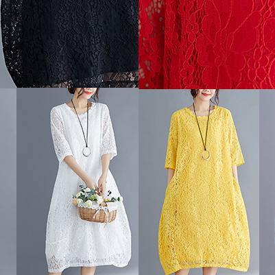 Unique Yellow Cotton Outfit Indian Sleeve Half Sleeve O Neck Maxi Summer Dresses