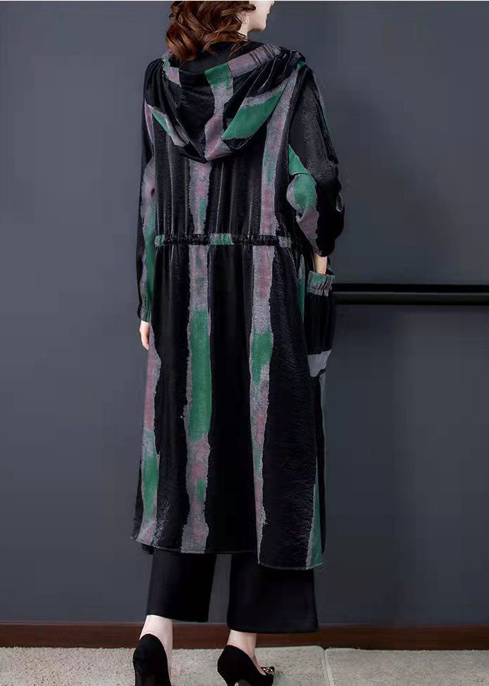 Unique Tie Waist Cotton High Neck Dresses Catwalk Black Loose Dress