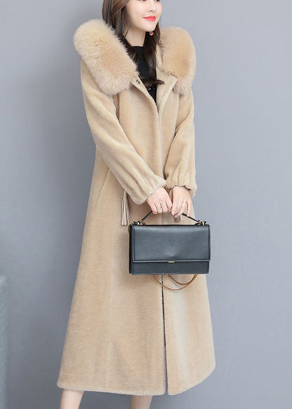 Beige Nail Bead Thick Winter Long Sleeve Parka