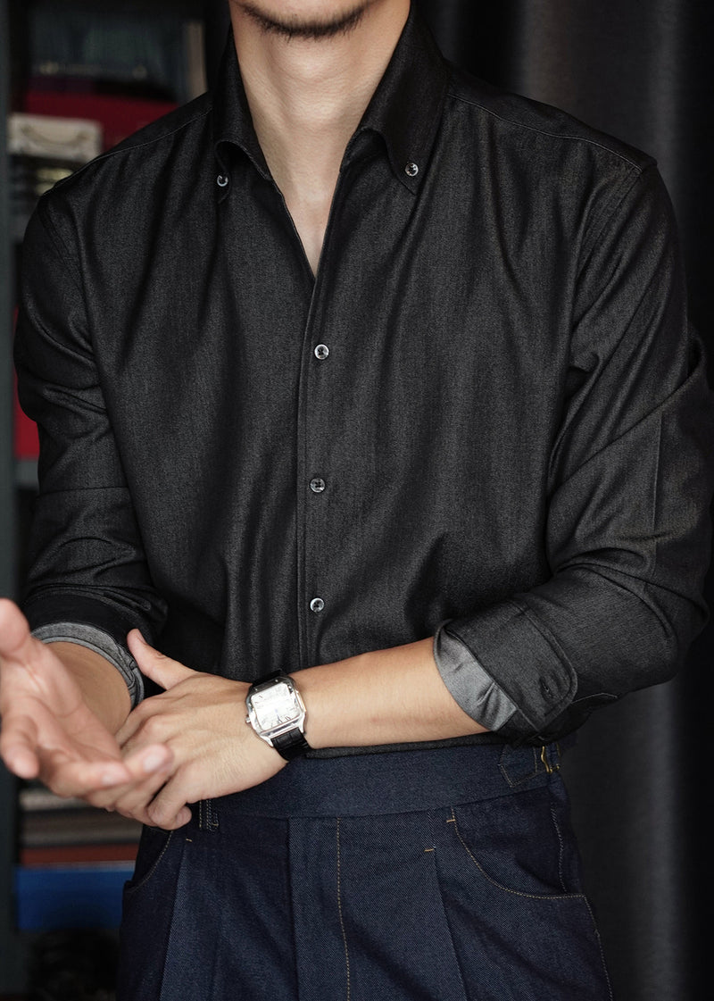 Black Button Denim Shirts Fall