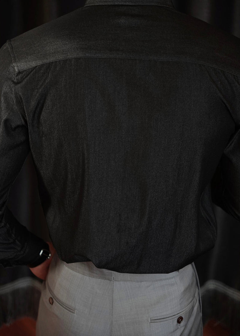Black Button Denim Shirts Fall