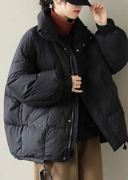 Black Cinched Duck Down Coat Winter