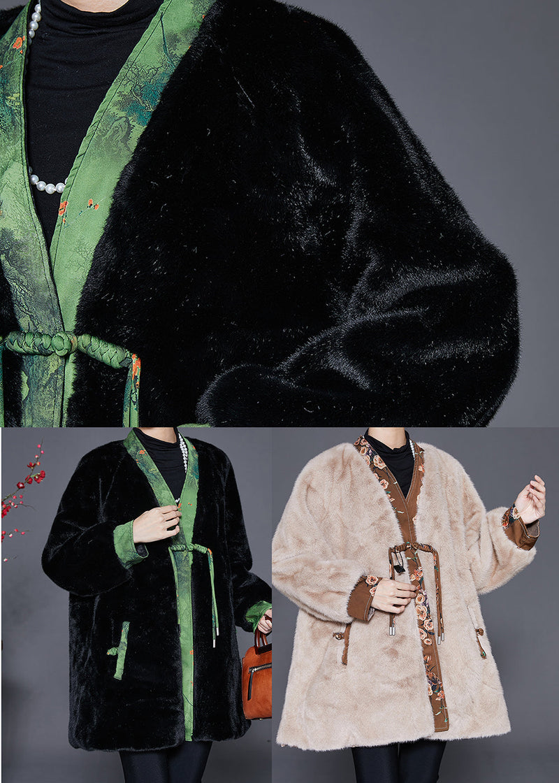 Black Oversized Patchwork Mink Velvet Coats Winter
